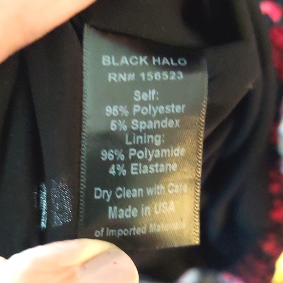 Black Halo Dress, Size 4, Long Sleeves, Mini, Black with Red Roses Floral Print - Picture 12 of 12